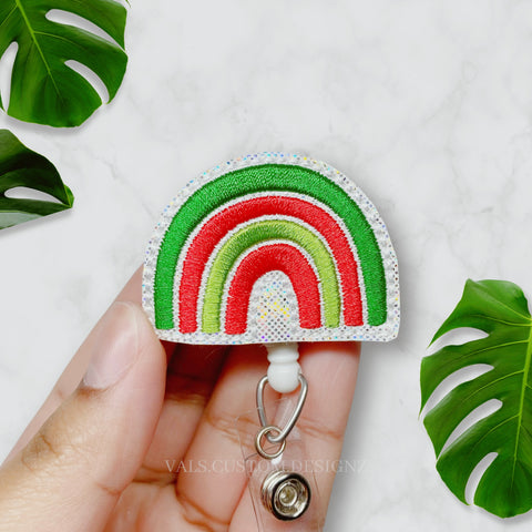 Green and Red Rainbow Badge Reel